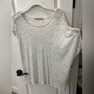 All Saints white and grey loose fitting shirt